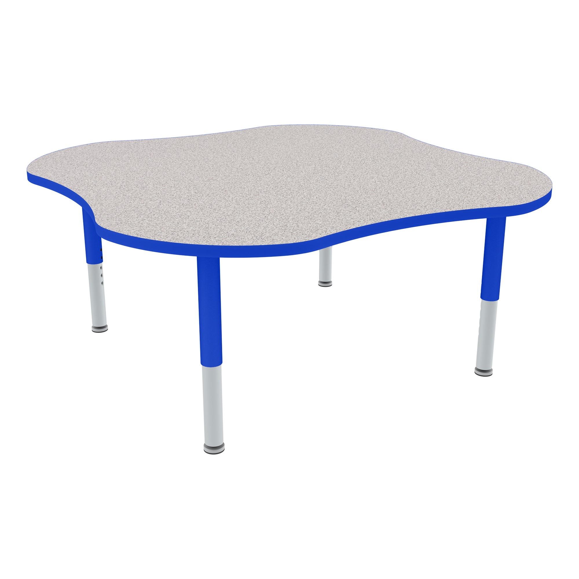 Toddler Legs Gray Top and Blue Edge FDP Rectangle Activity School and Classroom Kids Table 30 x 72 inch Adjustable Height 15-24 inches
